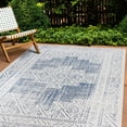thumbnail image 1 of World Rug Gallery Transitional Bohemian Weather Resistant Reversible Indoor/Outdoor Area Rug - Blue 5'x7', 1 of 7