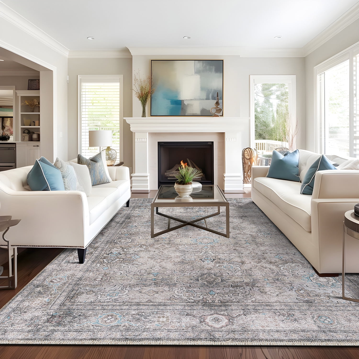 World Rug Gallery Transitional Distressed Vintage Machine Washable