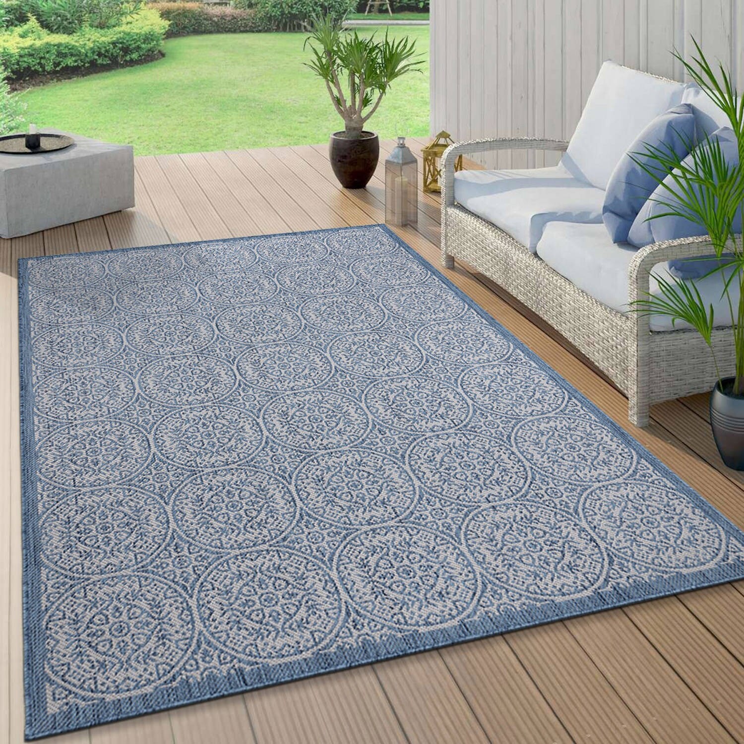 World Rug Gallery Transitional Floral Circles Textured Flat Weave ...