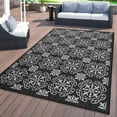 thumbnail image 1 of World Rug Gallery Transitional Geometric Textured Flat Weave Indoor/Outdoor Area Rug - BLACK 5' X 7', 1 of 9