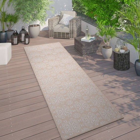 World Rug Gallery Transitional Geometric Textured Flat Weave Indoor/Outdoor Area Rug - NATURAL 2'x7'