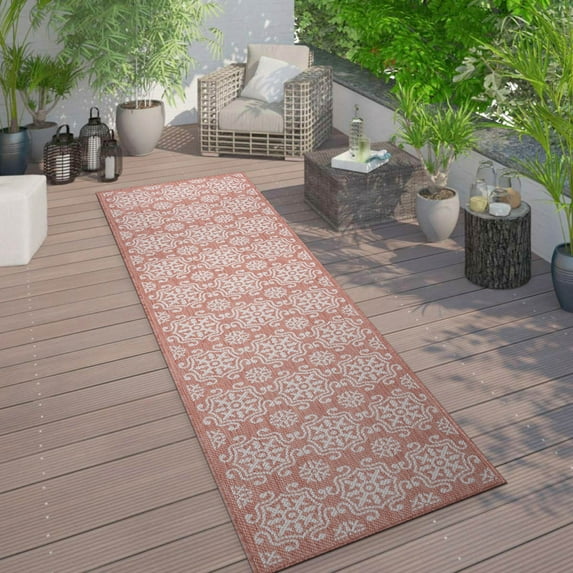 World Rug Gallery Transitional Geometric Textured Flat Weave Indoor/Outdoor Area Rug - TERRA 2'x7'