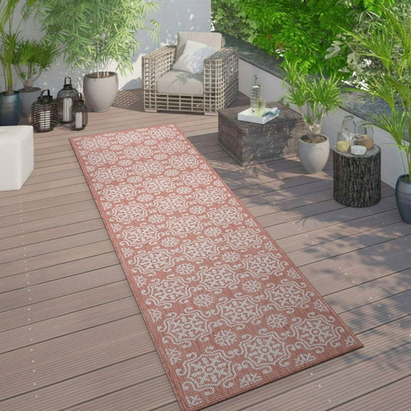 World Rug Gallery Transitional Geometric Textured Flat Weave Indoor/Outdoor Area Rug - TERRA 2'x7'