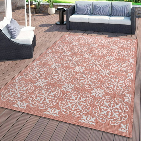 World Rug Gallery Transitional Geometric Textured Flat Weave Indoor/Outdoor Area Rug - TERRA 5' X 7'