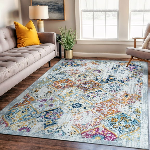 World Rug Gallery Trellis Bordered Moroccan Area Rug - Multi 7'10"x10'