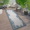 thumbnail image 1 of World Rug Gallery Tropical Floral Palm Leaves Textured Flat Weave Indoor/Outdoor Area Rug - NAVY 2'x7', 1 of 7