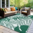 thumbnail image 1 of World Rug Gallery Tropical Leaf Reversible Recycled Plastic Outdoor Picnic Mat, Camping Rug, RV Rug - GREEN 7'10"x10', 1 of 9