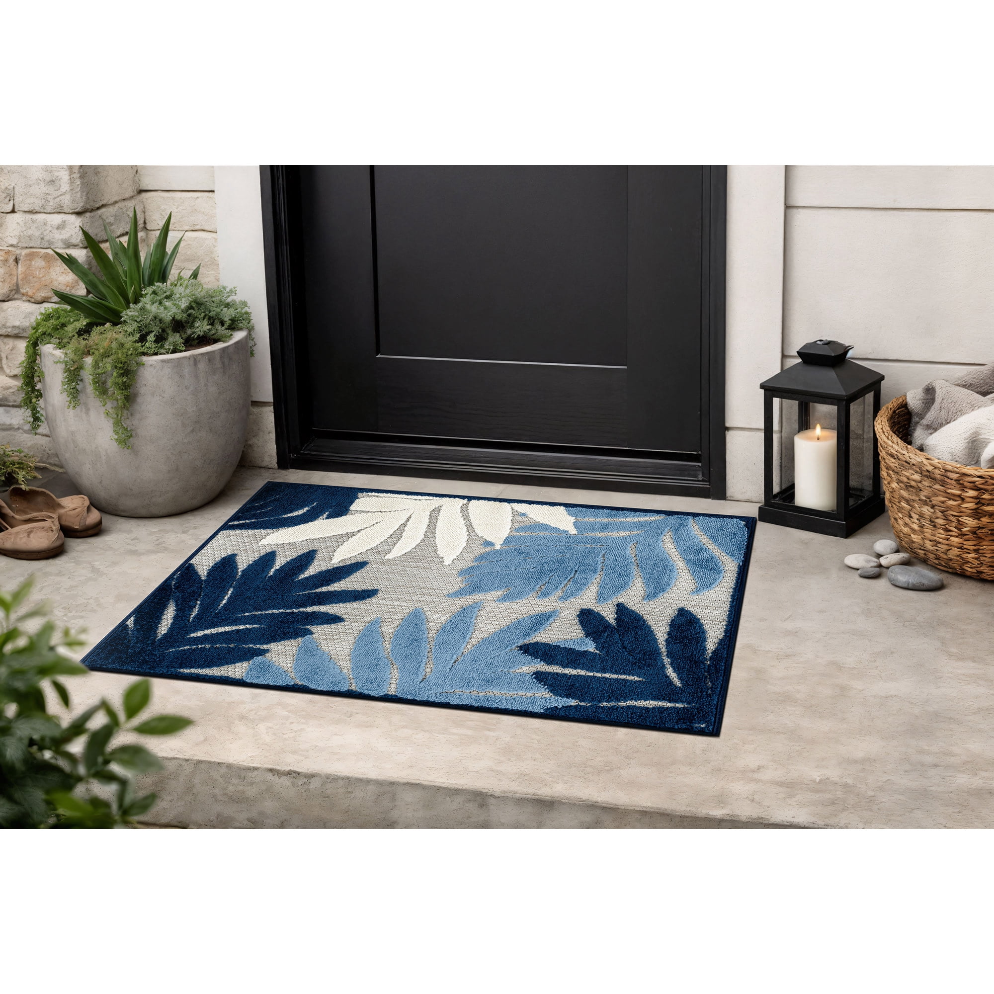 World Rug Gallery Tropical Palm High-Low Indoor Outdoor Accent Rug ...