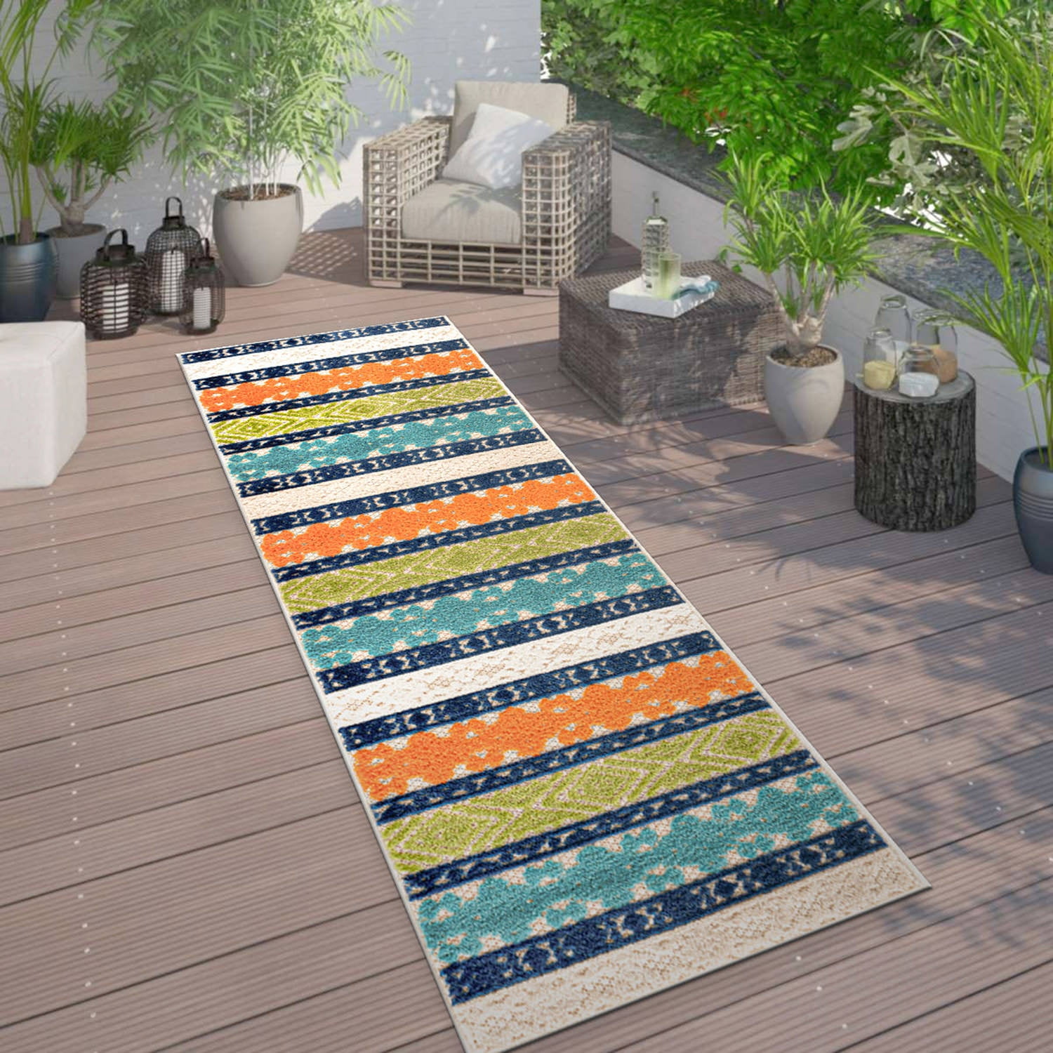 World Rug Gallery Vienna Bohemian Indoor/Outdoor Area Rug 2'x7' Runner ...