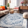 thumbnail image 1 of World Rug Gallery Vintage Oriental Distressed Medallion Blue 3'3" x 5' Area Rug, 1 of 8