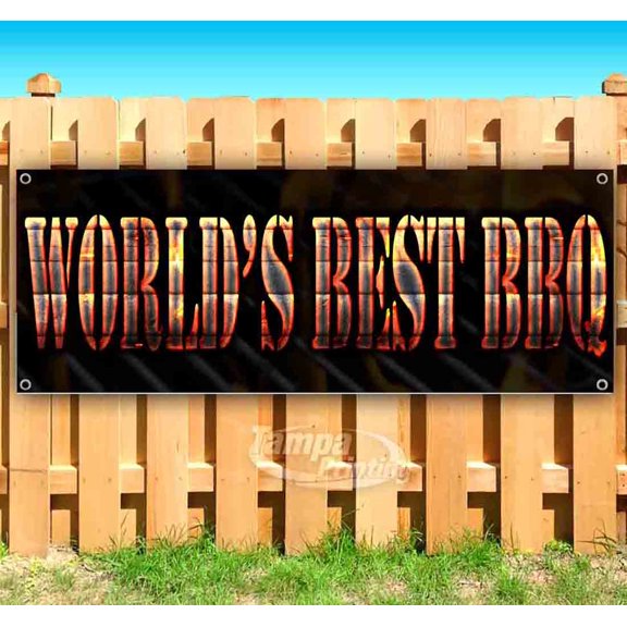 World'S Best BBQ 13 oz Vinyl Banner With Metal Grommets