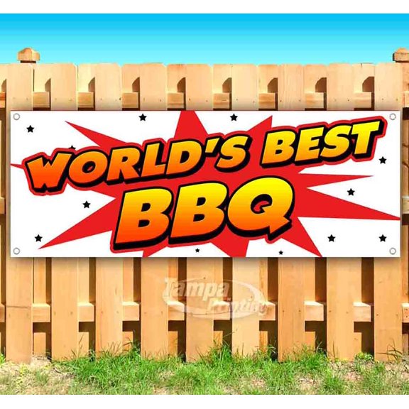World'S Best BBQ 13 oz Vinyl Banner With Metal Grommets