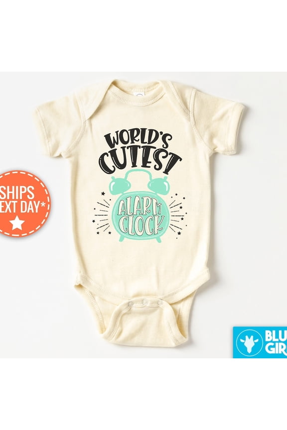 World'S Cutest Alarm Clock Bodysuit, Funny Baby Onesie, Cute Newborn Baby Clothes, No Sleep Onesie, Funny Crying Baby Bodysuit Cute Baby Onesie, BABY BODYSUIT LAT 4424