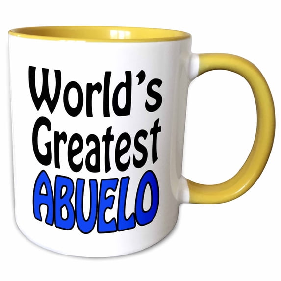 3drose, World’s Greatest Abuelo, Blue, 11oz Two-tone Yellow Mug