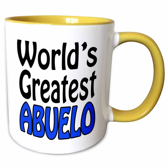 3drose, World’s Greatest Abuelo, Blue, 11oz Two-tone Yellow Mug