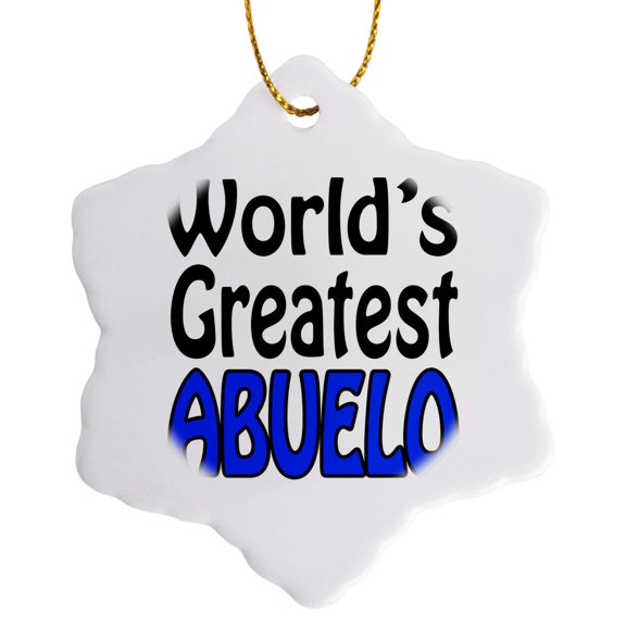 3drose, World’s Greatest Abuelo, Blue, 3 inch Snowflake Porcelain Ornament