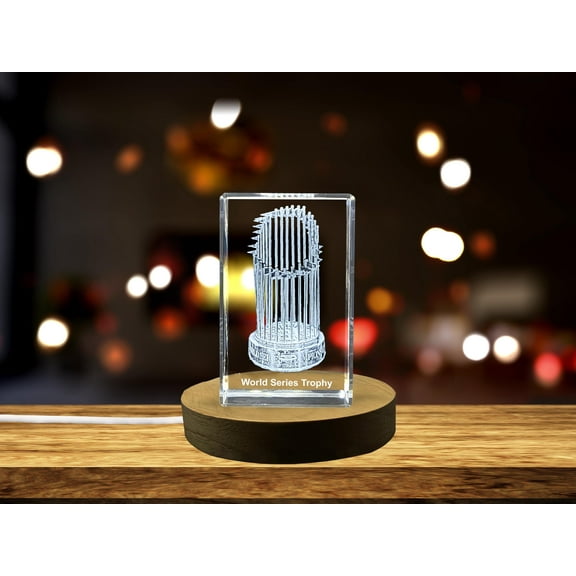 World Series Engraved Crystal Trophy for Baseball Decor | Engraved MLB Championship Award