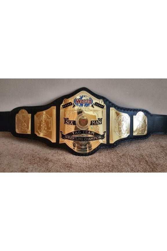 World Six 6 Man Tag Team Wrestling championship belt Adult size