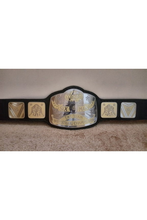 World Six 6 Man Tag Team Wrestling championship belt Adult size