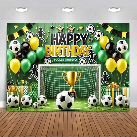 World Soccer Backdrop Banner Flag, 5 x 3 ft World Soccer Party Decorations, Fabric Flag Banner Background for Garden Table Wall Indoor Outdoor Home