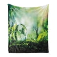 thumbnail image 1 of World Soft Flannel Fleece Blanket, Globe on Fresh Green Grass Morning in Forest Natural Reflection Environment Ecology, Cozy Plush for Indoor and Outdoor Use, 60" x 80", Green Yellow, by Ambesonne, 1 of 6