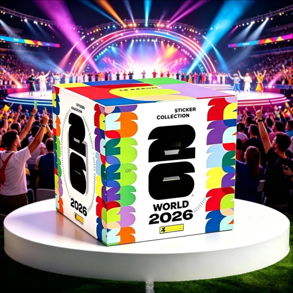 World Sticker Book 2026, Hard Cover World Album Stickers, Soccer-Cup Sticker Pack Football Cards Collection Box for Game Day