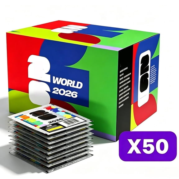 World Sticker Book 2026, Hard Cover World Album Stickers, Soccer-Cup Sticker Pack Football Cards Collection Box for Game Day