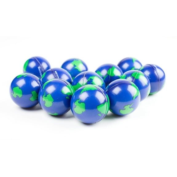 World Stress Ball Earth Stress Relief Toys Therapeutic Educational Balls Bulk 1 Dozen 2" Globe Squeeze Stress Balls