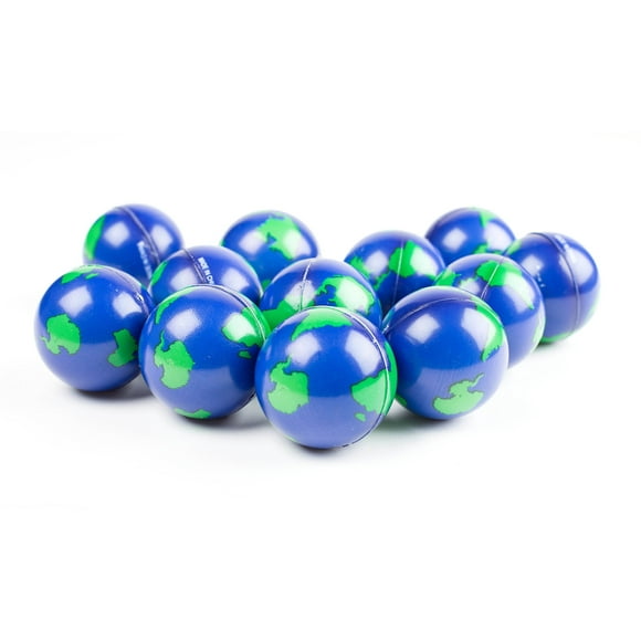 World Stress Ball Earth Stress Relief Toys Therapeutic Educational Balls Bulk 1 Dozen 2" Globe Squeeze Stress Balls