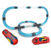 مجموعة سباق أنابيب RC من World Tech Toys Hyper Tube مكونة من 65 قطعة، باللون الأحمر