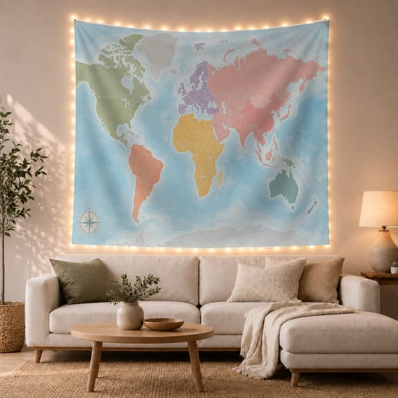 World Textured with Like Appearance Representing, Adventurous Vintage for Nautical Decor Lovers, Wall Decor, Valentine'S Day Gift, Tapestry Wall Hanging for Dorm and Living Room
