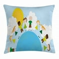 thumbnail image 1 of World Throw Pillow Cushion Cover, Smiling Kids over Planet Drawing All Children of the World Happy Friendship Peace, Decorative Square Accent Pillow Case, 24 X 24 Inches, Multicolor, by Ambesonne, 1 of 2