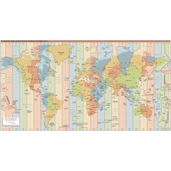 World Time Zones Map Poster - Educational Geography Wall Art | Ideal Gift 【Laminated】