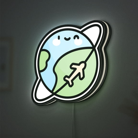 World Tour 3D Novelty Light Box, Airport Lounge Decor for Travel Enthusiasts and Jetsetters (Width 20 inch, 50cm)