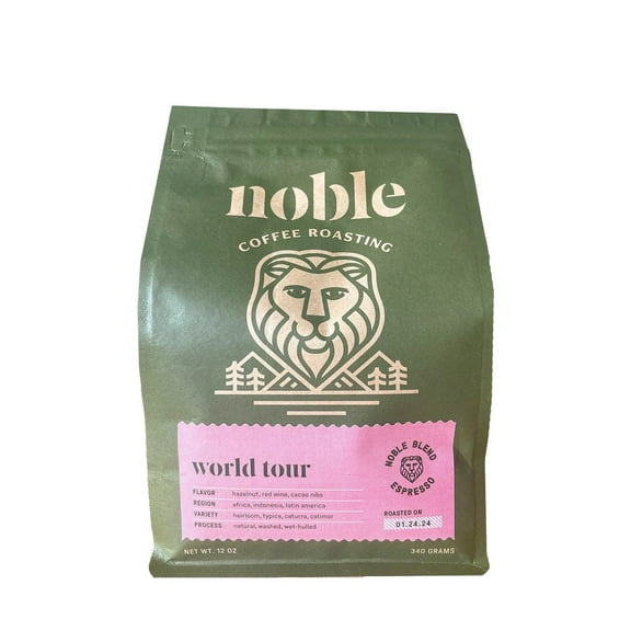 World Tour Classic Espresso - Roasted by Noble Coffee Roasting - Freshly Ground Coffee - 12 Ounce Bag