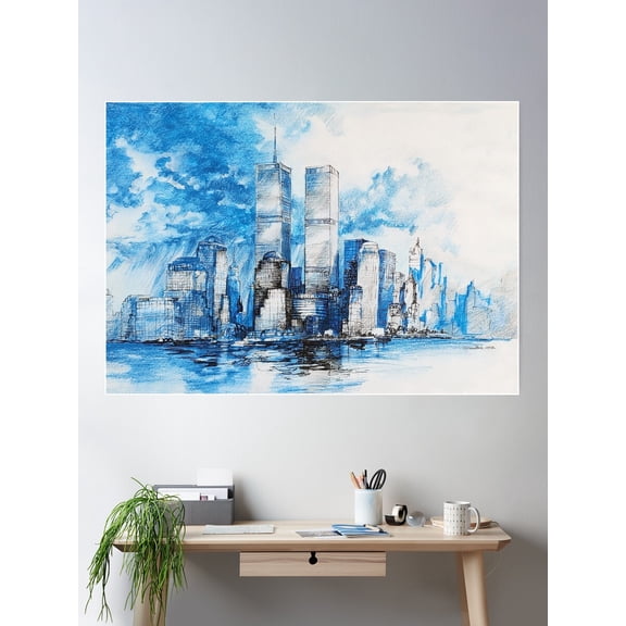 World Trade Center Poster Wall Art, Modern Wall Decor For Living Room Bedroom, 12x18 UNFRAMED