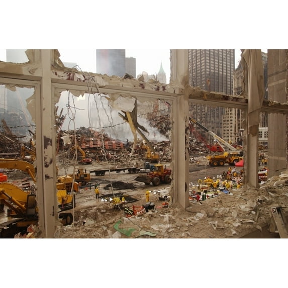 World Trade Center Recovery Operations As Seen From The Blown Out Windows Of The World Financial Center. September 20