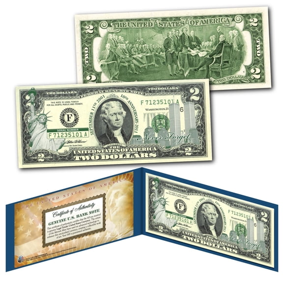 World Trade Center SOL 9/11 10th Anniversary $2 US Bill GRN - SPECIAL LOW PRICE
