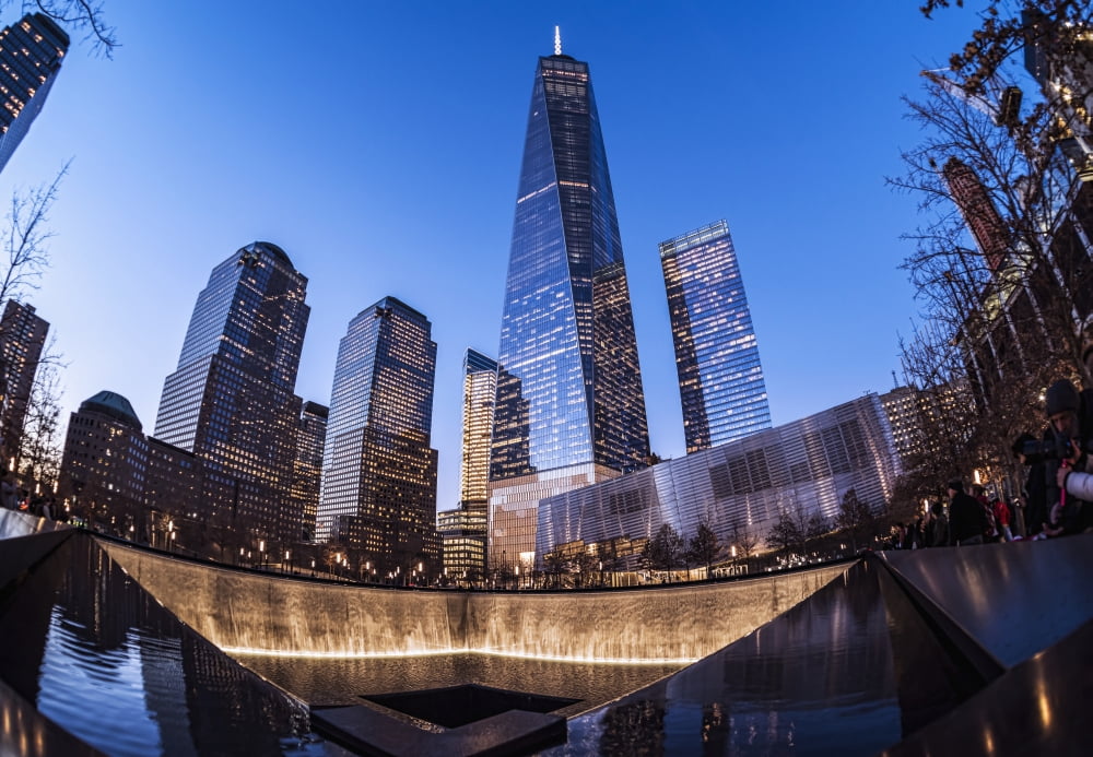 World Trade Center memorial at twilight World Trade Centre New York City New York United States of America Canvas Art - F M Kearney Design Pics (18 x 12)