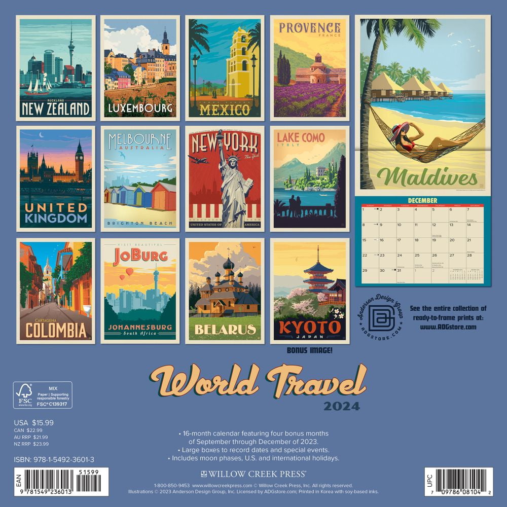 World Travel 2024 12 X 12 Wall Calendar (Calendar) - Walmart.com