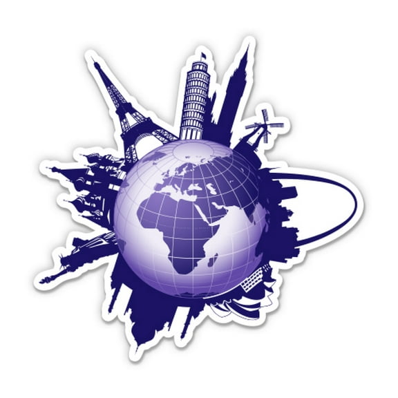 World Travel - 3" Vinyl Sticker - For Car Laptop Water Bottle Phone - Waterproof Decal
