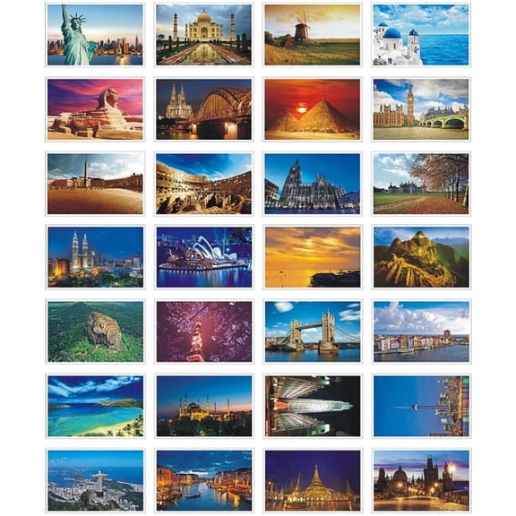 World Travel Sites Postcard Variety Pack, 30 Beautiful 4x6 Inch Post Cards Set