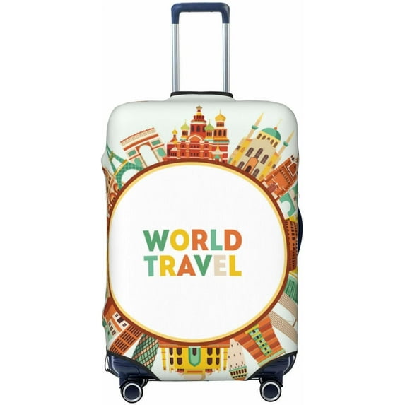 World Travel3 Luggage Cover Washable Elasticated Luggage Covers for Suitcase tsa Approved Stylish Dust and Scratch Resistant Luggage Case Protector for Kids and Adults -