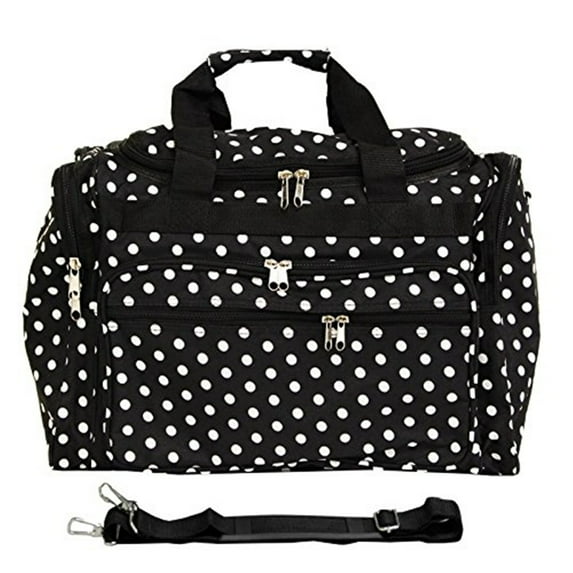 World Traveler 16-inch Carry-On Duffel Bag - Black White Dot