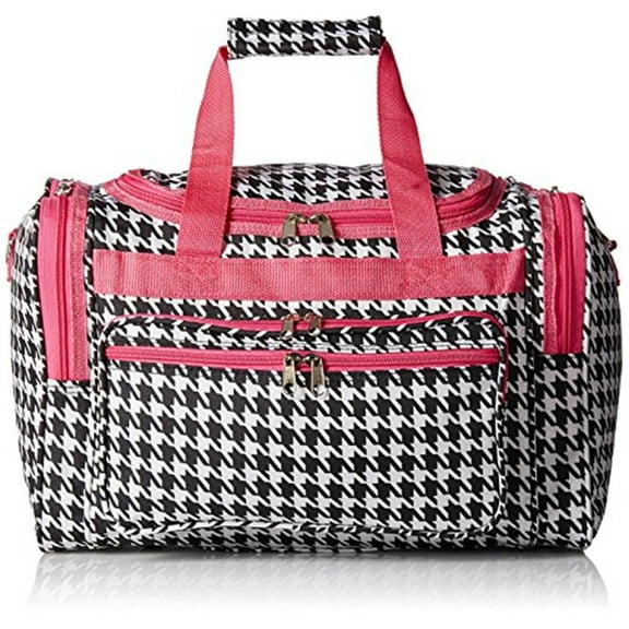World Traveler 16-inch Carry-On Duffel Bag - Fuchsia Trim Houndstooth