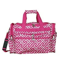 World Traveler 16-inch Carry-On Duffel Bag - Fuchsia White Greek Key