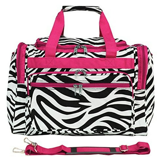 World Traveler 16-inch Carry-On Duffel Bag - Pink Trim Zebra
