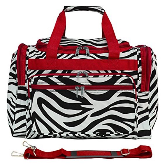 World Traveler 16-inch Carry-On Duffel Bag - Red Trim Zebra