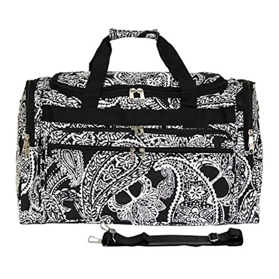 World Traveler 19-inch Carry-On Shoulder Duffel Bag - Black White Paisley