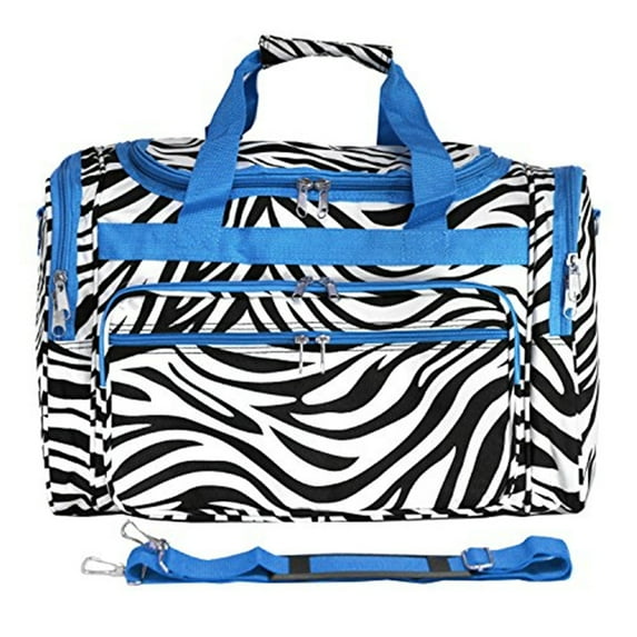 World Traveler 19-inch Carry-On Shoulder Duffel Bag - Blue Trim Zebra